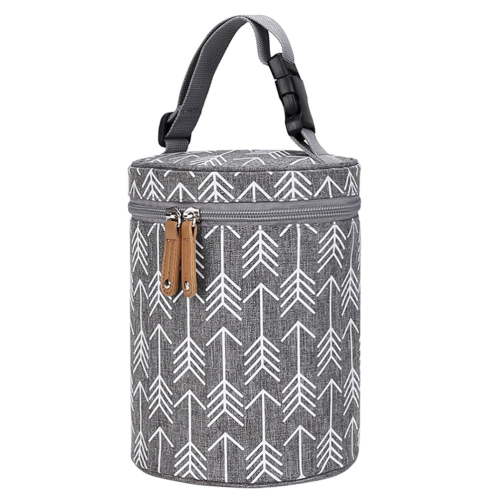 FUEENIRVA Parents 1Pcs Grey Polyester Tote Bag for Baby Bottle Thermal Bags
