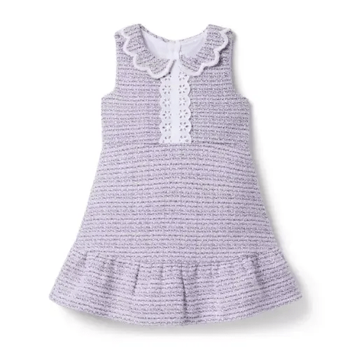 Girl Alpine Purple Heather Tweed Scalloped Collar Dress by Janie and Jack | 12-18 months