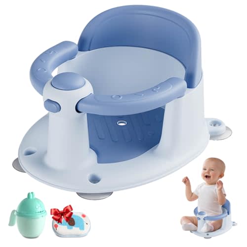 Trankerloop Baby Bath Seat, Baby Bath Seat for 6 Months & Up, Baby Bathtub Seat with Secure Suction Cups, Non-Slip Infant Bath Seat,Blue