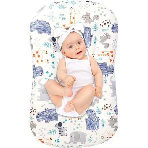 Hooyax Baby Lounger Cover for Boys and Girls, Newborn Lounger Slipcover Removable Infant Floor Seat Baby Nest Cover, Baby Padded Lounger Cover, Animals