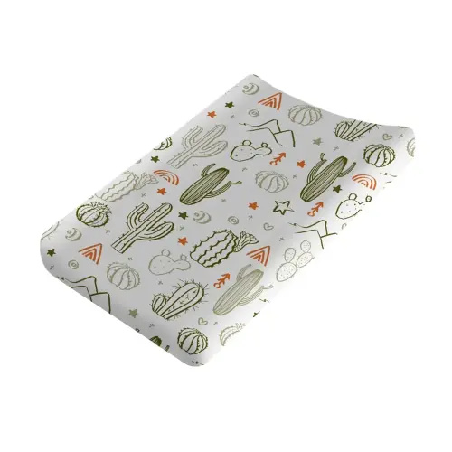 Boho Sunrise Cactus Baby Changing Pad Covers for Boy Girl 32''x16'' Western Cactus Desert Southwest Mountains Sun Rainbow Fitted Diaper Change Table Mats Soft Breathable Nursery Changing Table Sheets