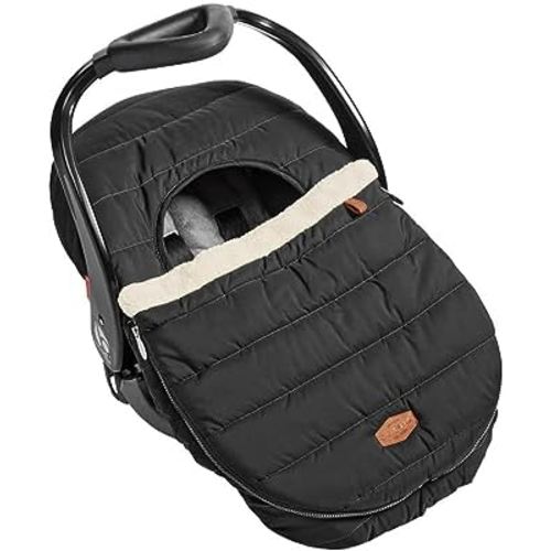 JJ Cole Winter Baby Car Seat Cover - Winter Car Seat Cover for Baby Seat or Stroller - Infant Car Seat Covers with Warm Sherpa Lining - Black