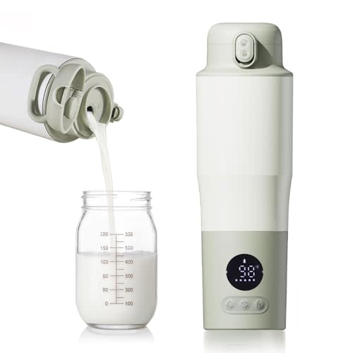 Portable Bottle Warmer for Travel – 15oz 316 Stainless Steel, 16000mAh Battery, Fast Heating & Precise Temp Control, Car Cup Fit, Long Battery Life, Perfect for Outdoor or On-The-Go Moms