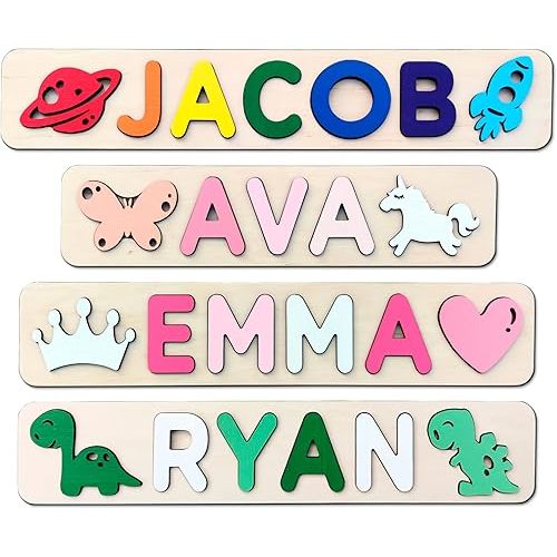 Personalized Wooden Name Puzzle Baby Name Puzzle Customized Educational Toys for Toddler Sensory Toys 1st birthday Girl Gifts Custom Name Puzzle for Kids Personalized Baby