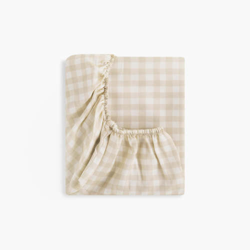 Picnic Gingham Crib Sheet - Beige | Gooselings