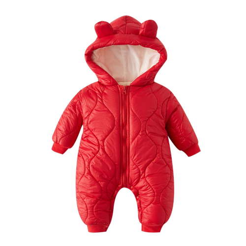 WOYY Newborn Infant Fleece Hooded Jumpsuit Baby Snowsuit Winter Outerwear, Sizes 0-3M