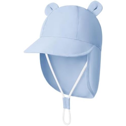 Durio Baby Sun Hat with Bears Ears, UPF 50+ Sun Protection Baby Beach Hat with Neck Flap, Bucket Hat for Infant Toddlers