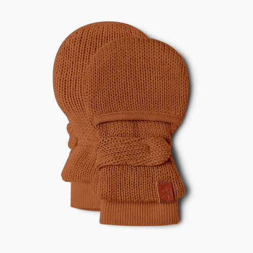 Goumikids Organic Cotton Knit Mitts - Clay, 3-6M