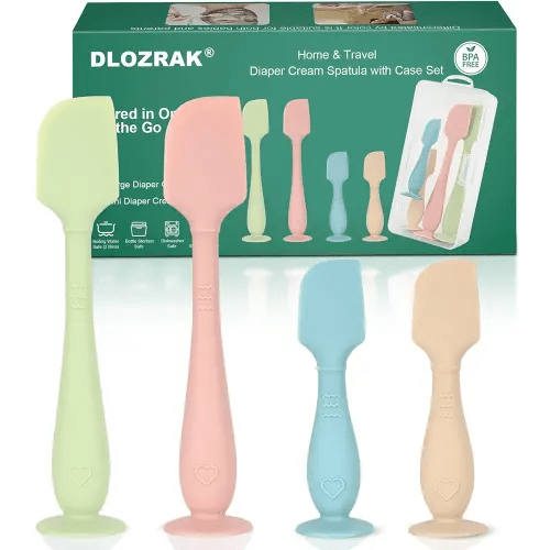 4-Pack Diaper Cream Spatula with Travel Case, Soft Baby Butt Spatula – Silicone Butt Paste Spatula, Convenient Diaper Spatula, Ideal Baby Shower Gift