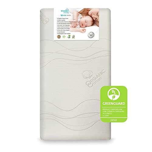 Wonder Dream Baby Crib Mattress and Toddler Mattress, Organic Cotton Cover, 100% Breathable, Non Toxic, No VOC's, Greenguard Gold Certified, Made in USA