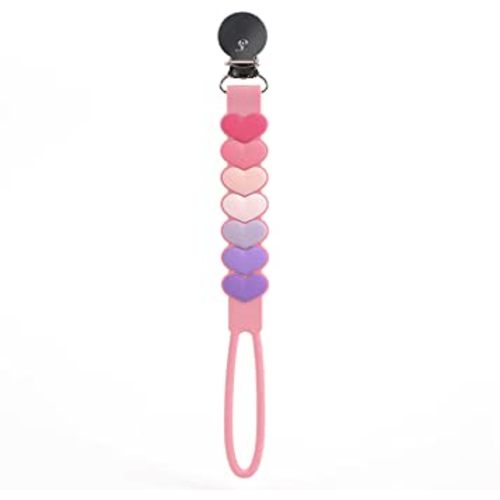 Loulou Lollipop Beadless Silicone Pacifier Clip (Sweetheart, Pink)
