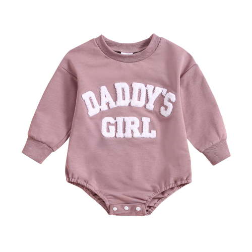 Gunia Rompers For Girls, Clothes Long Sleeve Crewneck Letter Embroidery Sweatshirt Oversized Onesie Bodysuit Fall Clothes Comfortable Girls Overalls,0-3 Months