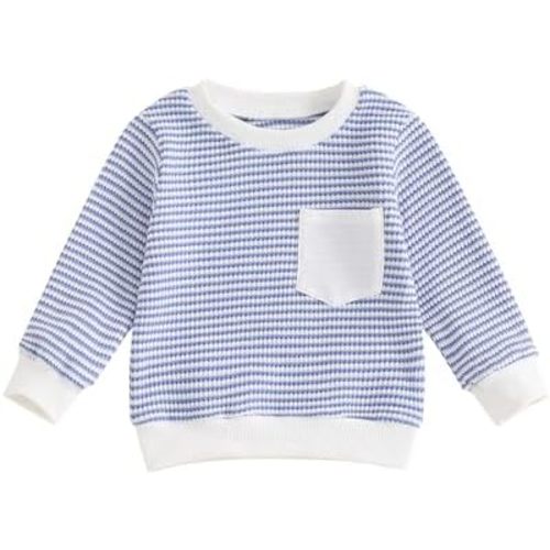 Douhoow Toddler Knit Sweater Waffle Baby Crewneck Sweatshirt Baby Boy Girl Fall Winter Festival Clothes