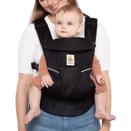 Ergobaby All Carry Positions Breathable Mesh Baby Carrier with Enhanced Lumbar Support & Airflow (7-45 Lb), Omni Breeze, Onyx Black