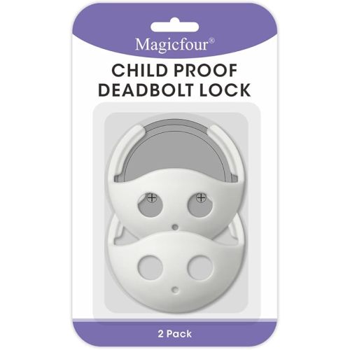 Magicfour Child Proof Deadbolt Lock, 2 Pack Door Safety Deadbolt Lock for Kids, Universal Size Deadbolt Child Safety Lock Cover Fits Most Deadbolt
