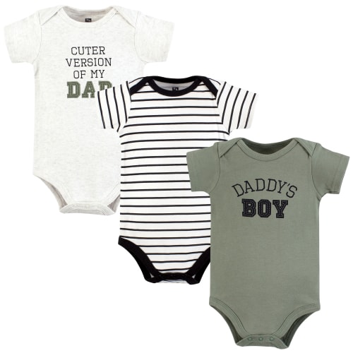 Hudson Baby Infant Boy Cotton Bodysuits, Sage Daddys Boy, 0-3 Months