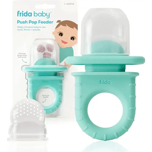 Frida Baby Push Pop Feeder, Baby Fruit Feeder, Baby Fruit Food Feeder to Safely Introduce New Foods, Fresh + Frozen Food Silicone Feeder for Babies, BPA Free, Dishwasher Safe | 1 Count, Teal