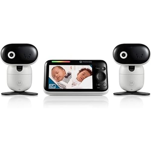 Motorola Baby PIP1610 HD - 5" Motorized Video Baby Monitor w/ 2 Cameras, Wall Mount, 1000ft Range, Two-Way Audio, Room Temperature Monitoring - Private Connection (No Wi-Fi, Does Not Use App)