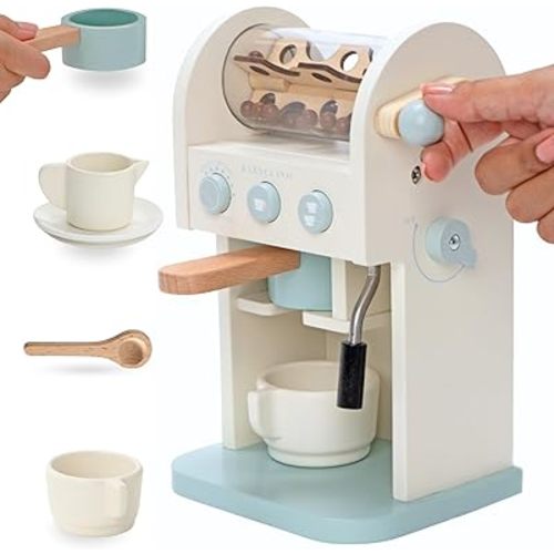 Toy Coffee Maker for Kids - Wooden Coffee Maker Toy for Imaginative Play - Kids Coffee Maker Playset for Skill Development - Boosts Imagination with Play Coffee Maker Set for Kids