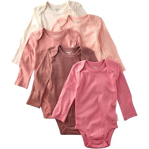 Butterblu Blake 5-Pack Long Sleeve Bodysuits 100% Organic Cotton, Unisex