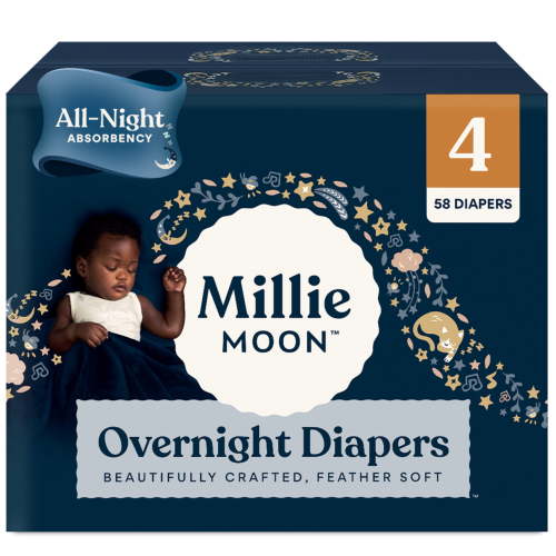 Millie Moon Overnight Diapers, Size 4, 58 Count (Select for More Options)