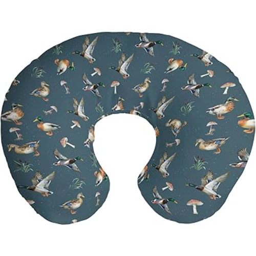 Watercolor Mallard Duck Reeds Mushroom Nursing Pillow Covers Boy Hunting Ducks Stretchy Nursing Covers for Breastfeeding Hunting Season Soft Comfortable Pillows Slipcover for Boys Girls