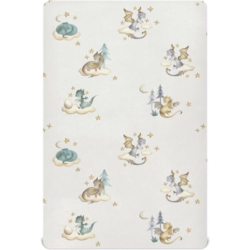 crib sheets for boys Dragon Baby toddler baby girl sheets for crib,neutral mini crib Nursery mattress sheets fitted,crib mattress Soft & Breathable 52 * 28 * 9In