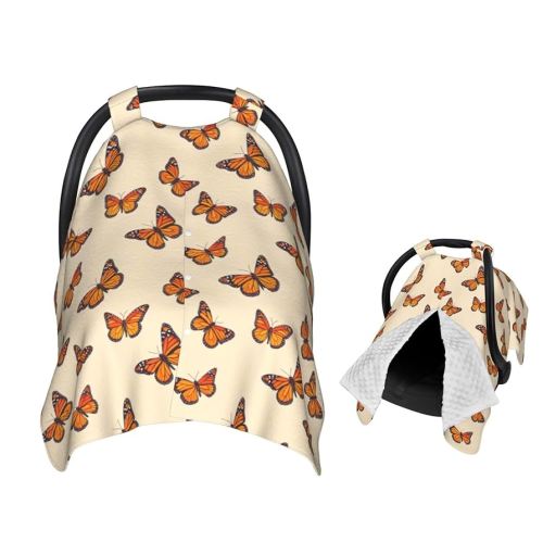Monarch Butterfly Baby Car Seat Canopy Nursing Cover for Newborn Car Seat Breastfeeding Covers Blanket Newborn Shower Gift