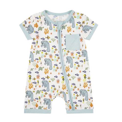 6 - 12 Months - Manatee Bamboo Baby Boy Shortie Romper – Emerson and Friends