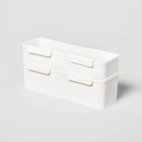 Set Of 2 Long Cart Divider Cups - Brightroom™: White Storage Trays, Bpa-free, Utility Cart Accessories, 11.22" Length
