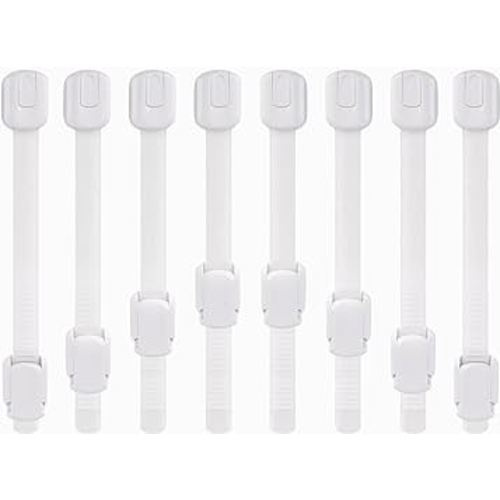 Jool Baby Child Safety Strap Locks (8 Pack) for Fridge, Cabinets, Drawers, Dishwasher, Toilet, Adhesives No Drilling