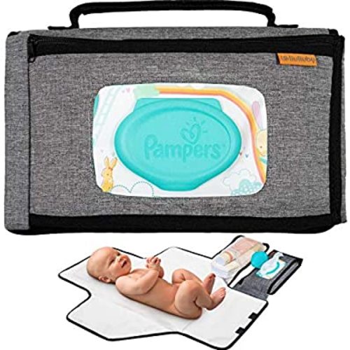 liuliuby Smart Changing Kit - Portable Diaper Changing Pad with Wipes Dispenser Pocket - Extra Large Mat for Baby and Toddler