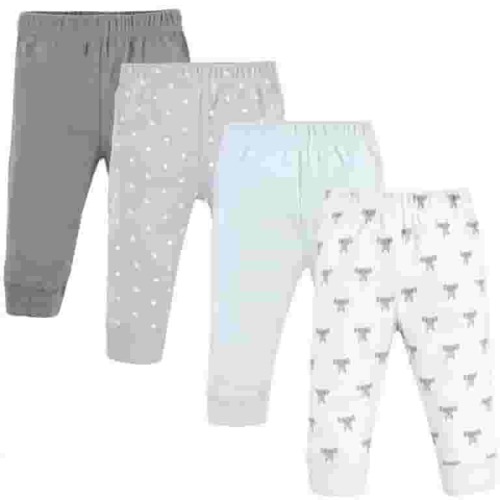 Hudson Baby Baby and Toddler Cotton Pants 4pk, Modern Elephant, 6-9 Months