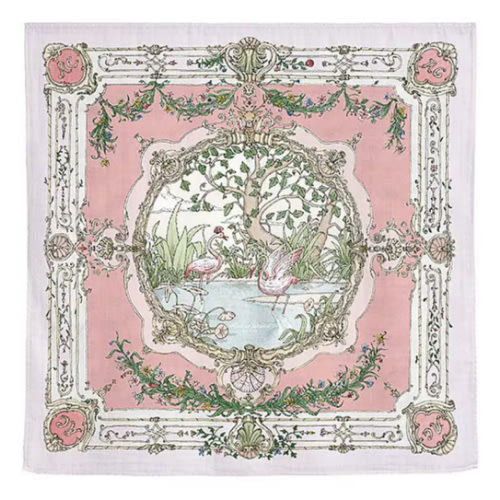 Atelier Choux Paris Baby Organic Cotton Tapestry Carre Swaddle Blanket with Gift Box - Pink