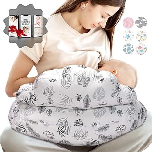 PILLANI Nursing Pillow for Breastfeeding, Breastfeeding Pillows for Mom & Baby Feeding Support, Removable Cotton Cover, w/Adjustable Waist Strap, Newborn Essentials Must Haves, Baby Registry Search