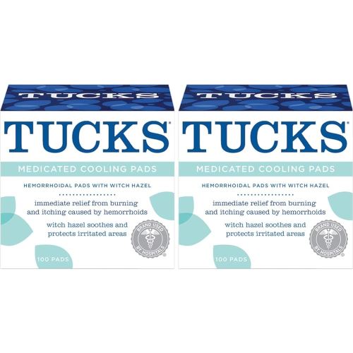 Tucks Almohadillas de enfriamiento para hemorroides medicadas. 100 almohadillas cada una (paquete de 2)