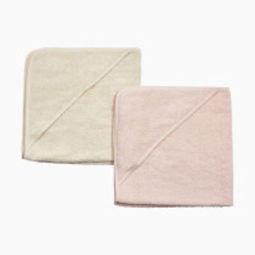 Tiny Kind Organic Hooded Towel 2-Pack - Cloud Pink/Antique White, 0-24 M