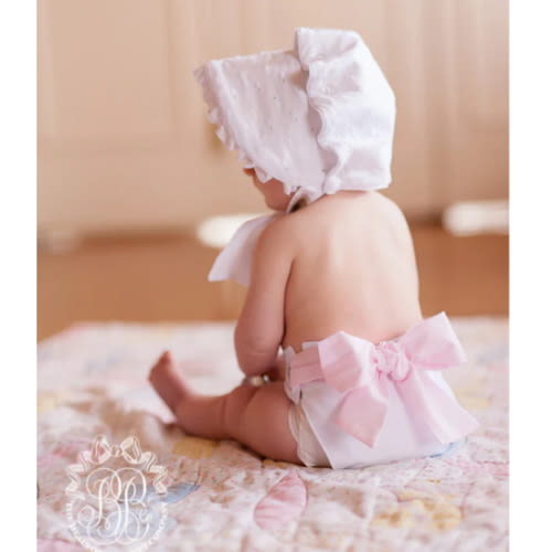 Baby Bow Bottom Bloomer - Worth Avenue White with Palm Beach Pink