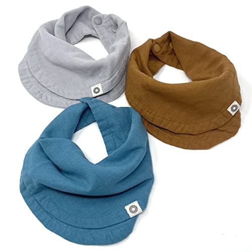 Kishu Baby Indi GOTS Organic Infinity Scarf Bib Set - 4-Way Reversible, 8 Layer Muslin Drool Bibs