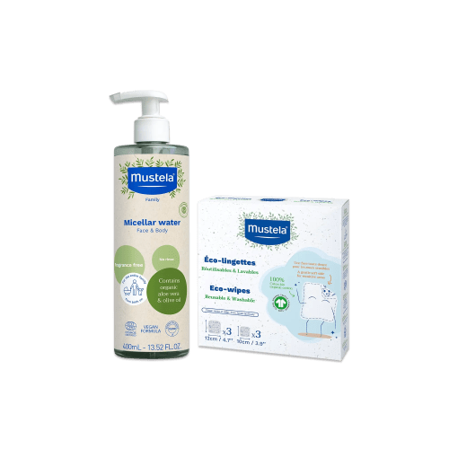 Organic Micellar Water & Reusable Eco Wipes Set
