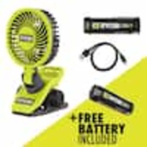 RYOBI USB Lithium Clamp Fan Kit with FREE USB Lithium 2.0 Ah Lithium Rechargeable Battery FVF51K-FVB02
