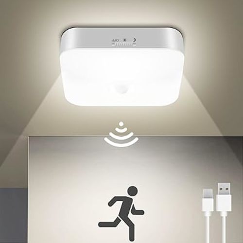 Rechargeable Motion Sensor Closet Light, 500LM Wireless Ceiling Light White