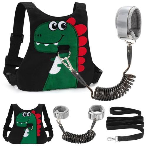 Toddler Leash-Baby Walking Safty Harness and Child Anti Lost Wrist Link for Girls/Boys Travel (Black 2)