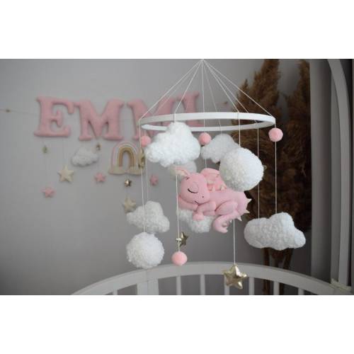 Dragon nursery baby mobile. Dragon Pink Baby Mobile for Nursery - Girl Decor.Dragon Baby Mobile for Nursery - Newborn Gift.Baby Mobile