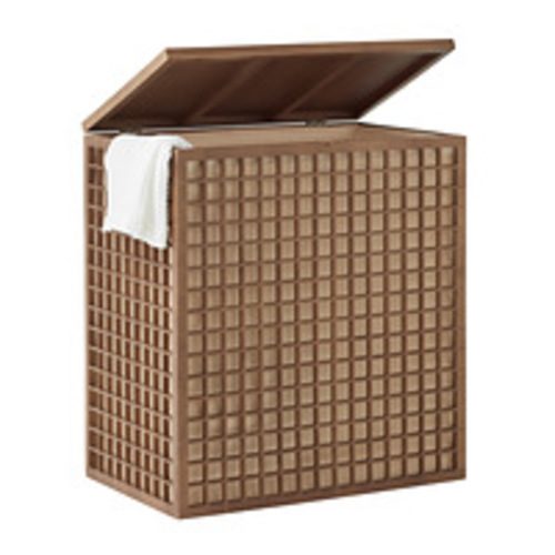 Container Store Shoji 2-Section Bamboo Hamper