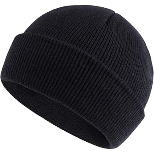 Toddler Boys Autumn Fisherman Beanie 1-5 Years Old Baby Childrens Classic Winter Knit Kids Hat Skull Cap (Black, one Size)