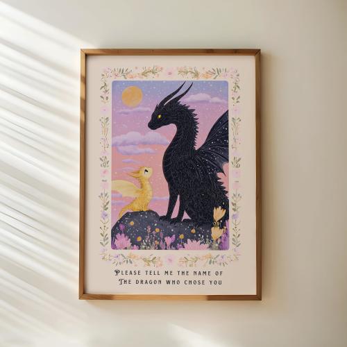 Fourth Wing Print, Fantasy Bookish Wall Art, Book Lover Gift, Dragon Art, Book Quote, Please tell me the name of the dragon who chose you