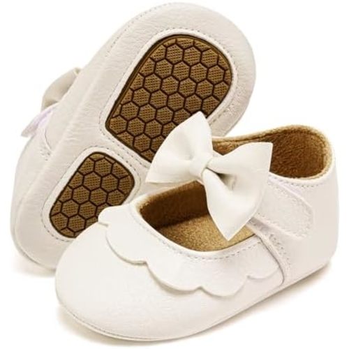 VIFUUR Baby Girls Mary Jane Flats, Soft Sole Pre Walker Shoes with Thin Rubber Outsole and Adjustable Hook and Loop Strap for Infants & Toddlers