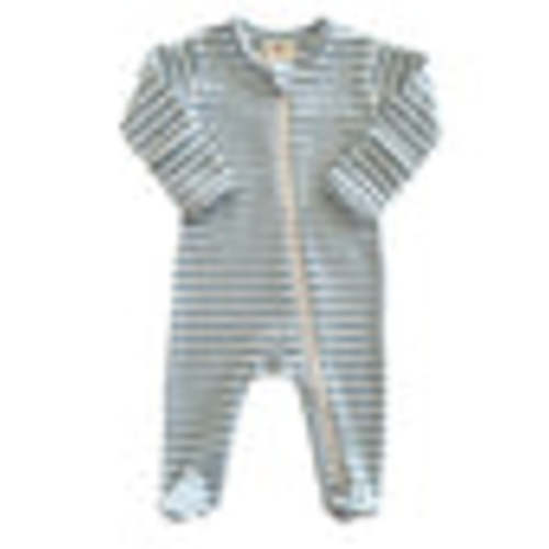 Dusty Blue Stripe / Organic Ribbed Zip Footie – SpearmintLOVE