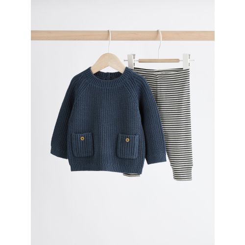 Blue Baby Knitted Jumper and Leggings Set (0mths-2yrs)